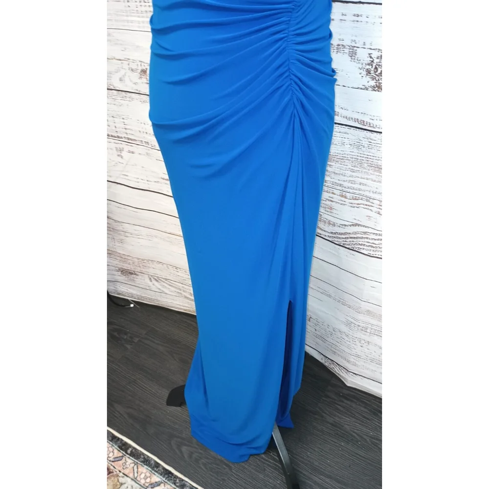 Ralph Lauren Cobalt Blue Evening Gown With One Shoulder Broach Size‎ 10